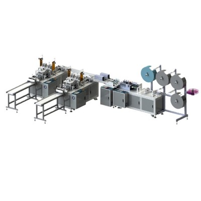 3 ply non-woven textile face mask making machine equipped with automatic ear loop welding machine